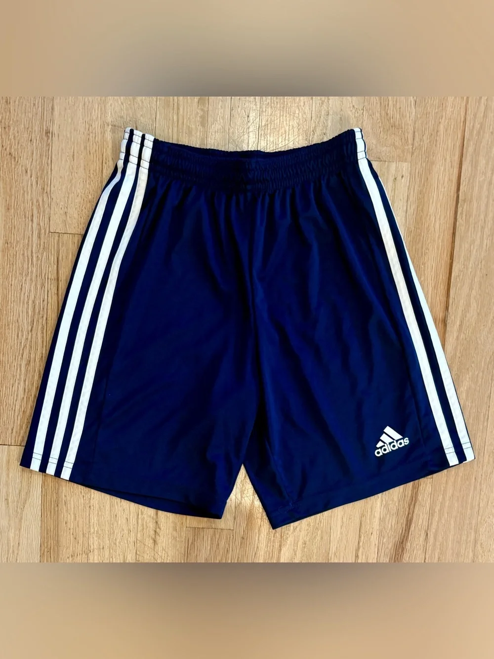 Lot of 2 Adidas Boys AEROREADY Athletic Soccer Shorts Gray Navy Blue Size 11/12